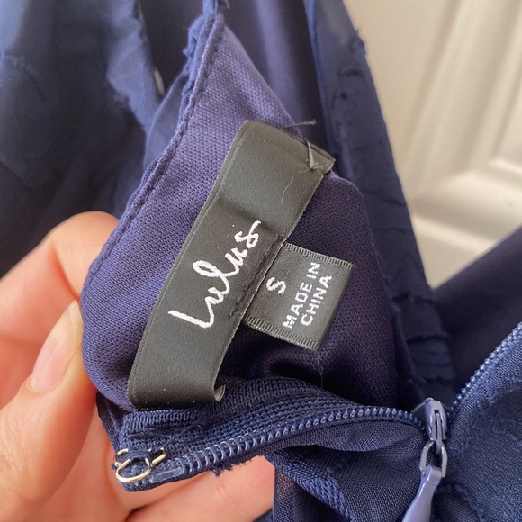 NWT lulus navy blue flower midi dress - Picture 8 of 8